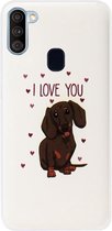 ADEL Siliconen Back Cover Softcase Hoesje voor Samsung Galaxy A11/ M11 - Teckel Hond