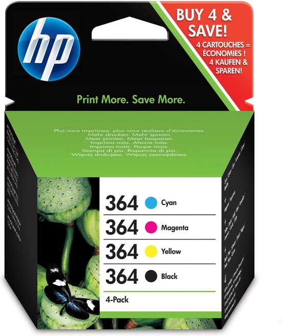 HP 364 pack de 4 cartouches d'encre noir/cyan/magenta/jaune authentiques  (N9J73AE)