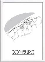 Domburg Plattegrond poster A2 + Fotolijst Wit (42x59,4cm) - DesignClaud