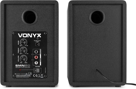 Studio monitor speakers - Vonyx SMN50B actieve studio monitor speakerset 140W - 5 inch - Zwart