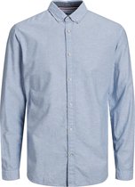 Jack and Jones Heren Overhemd Lichtblauw Poplin Button-Down Slim Fit - XL