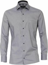CASA MODA modern fit overhemd - zwart met grijs en wit structuur (contrast) - Strijkvriendelijk - Boordmaat: 40