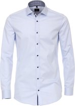 VENTI body fit overhemd - lichtblauw twill (contrast) - Strijkvriendelijk - Boordmaat: 42