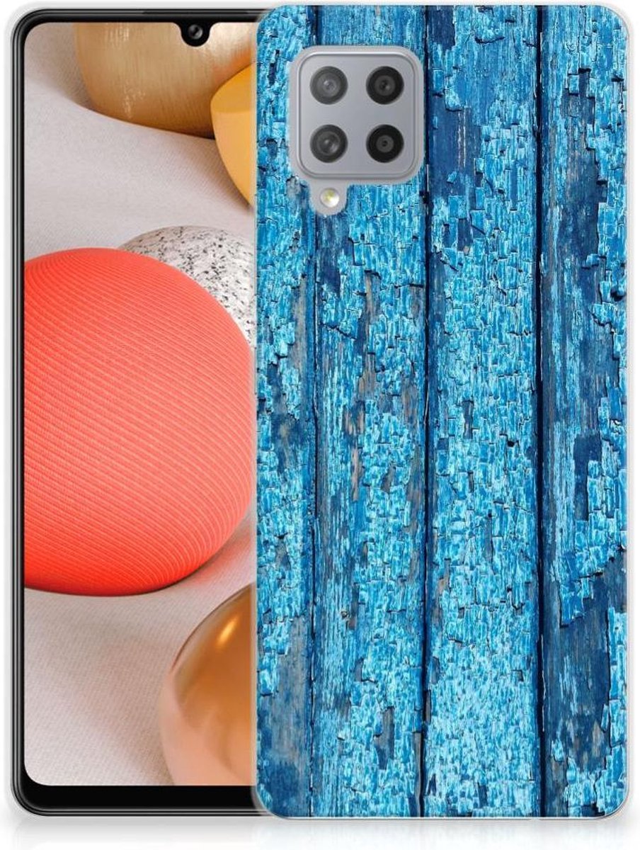 Samsung Galaxy A42 Bumper Hoesje Wood Blue