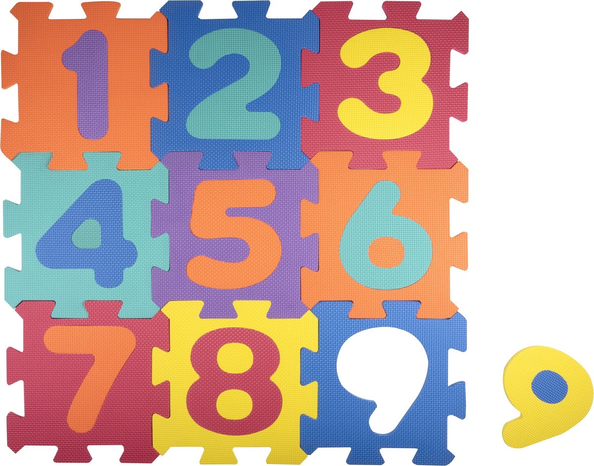 let-s-play-puzzelmat-9-stukken-met-gekleurde-cijfers-96-x-96-cm