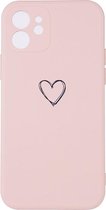 Shop4 iPhone 12 - Coque Arrière Mat Coeur Rose