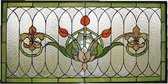 LumiLamp Glaspaneel Tiffany 5LL-5305 82*41 cm Groen Glas in lood Rechthoek tulp Glaskunst Glas in Lood Paneel Glas in Lood Hanger