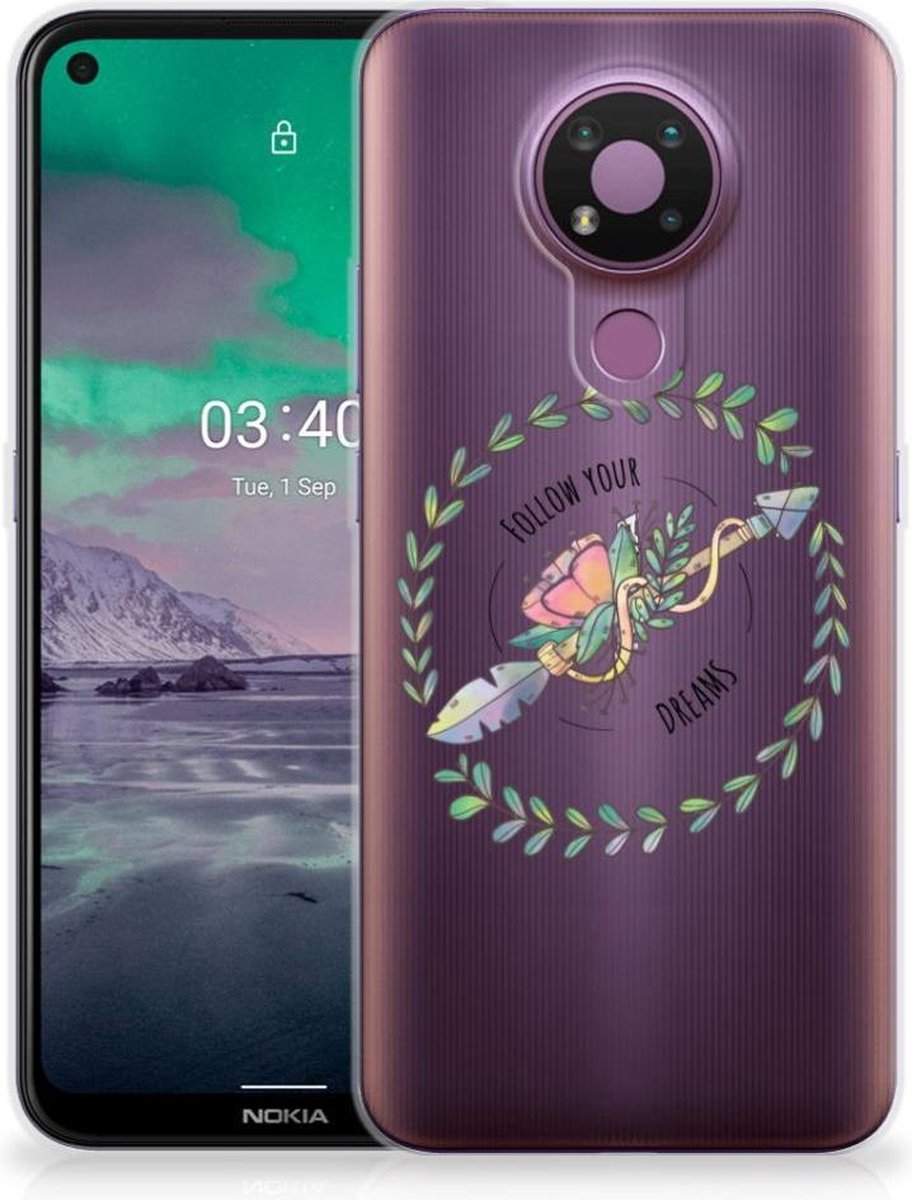 Back Cover voor Nokia 3.4 Telefoonhoesje met Naam Boho Dreams