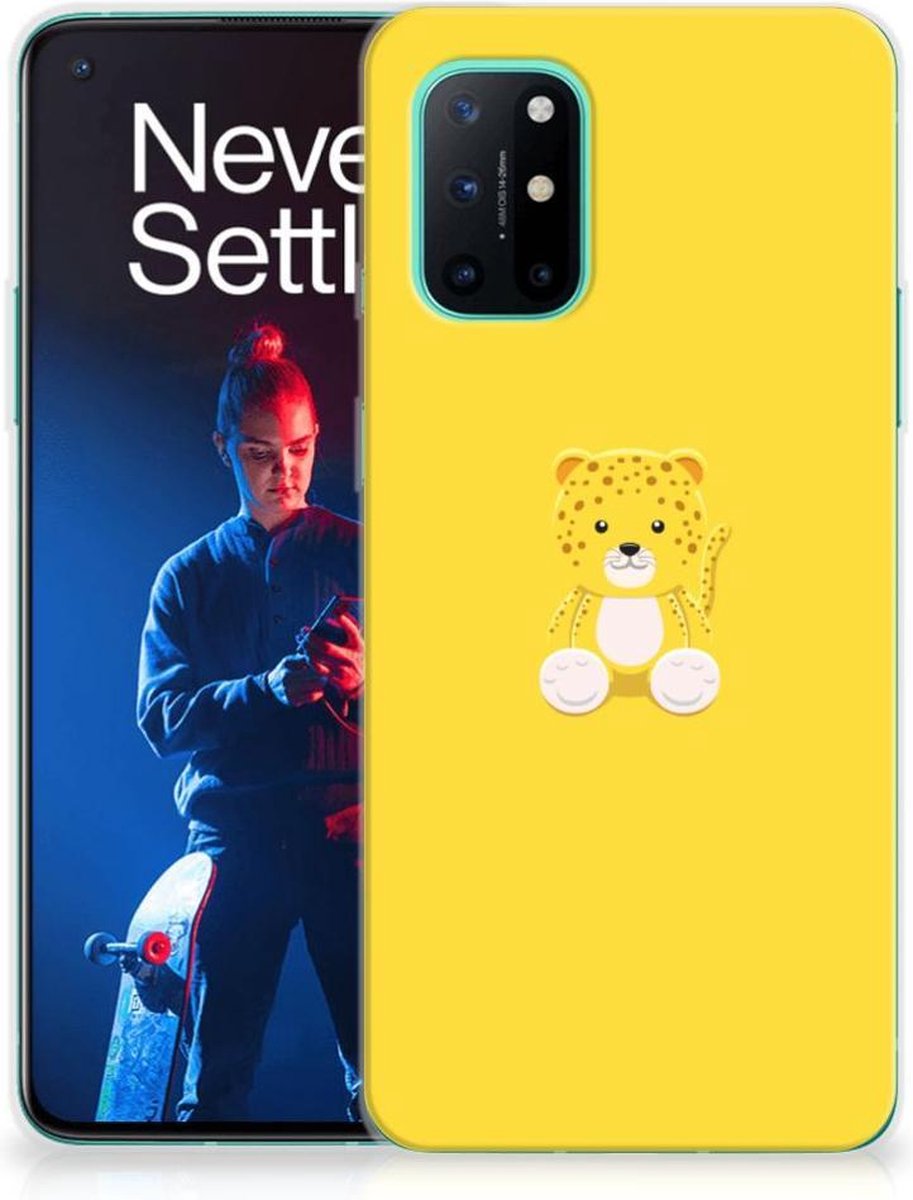 Back Cover voor OnePlus 8T Telefoonhoesje met Naam Baby Leopard