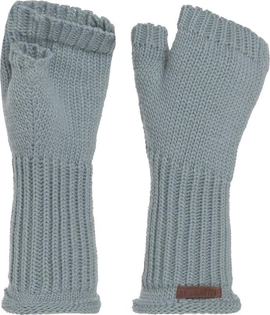 Knit Factory Cleo Gebreide Dames Vingerloze Handschoenen - Handschoenen voor in de herfst & winter - Groene handschoenen - Polswarmers - Stone Green - One Size
