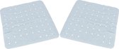 2x Lichtblauwe anti-slip badmatten/douchematten 54 x 54 cm vierkant - Badkuip mat - Douchecabine mat - Grip mat voor in douche/bad