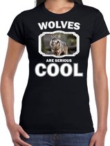 Dieren wolven t-shirt zwart dames - wolfs are serious cool shirt - cadeau t-shirt wolf/ wolven liefhebber L