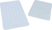 2x Lichtblauwe anti-slip badmatten/douchematten set - Badkuip/douchecabine mat - Grip matten voor in douche of bad