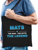 Naam cadeau Mats - The man, The myth the legend katoenen tas - Boodschappentas verjaardag/ vader/ collega/ geslaagd