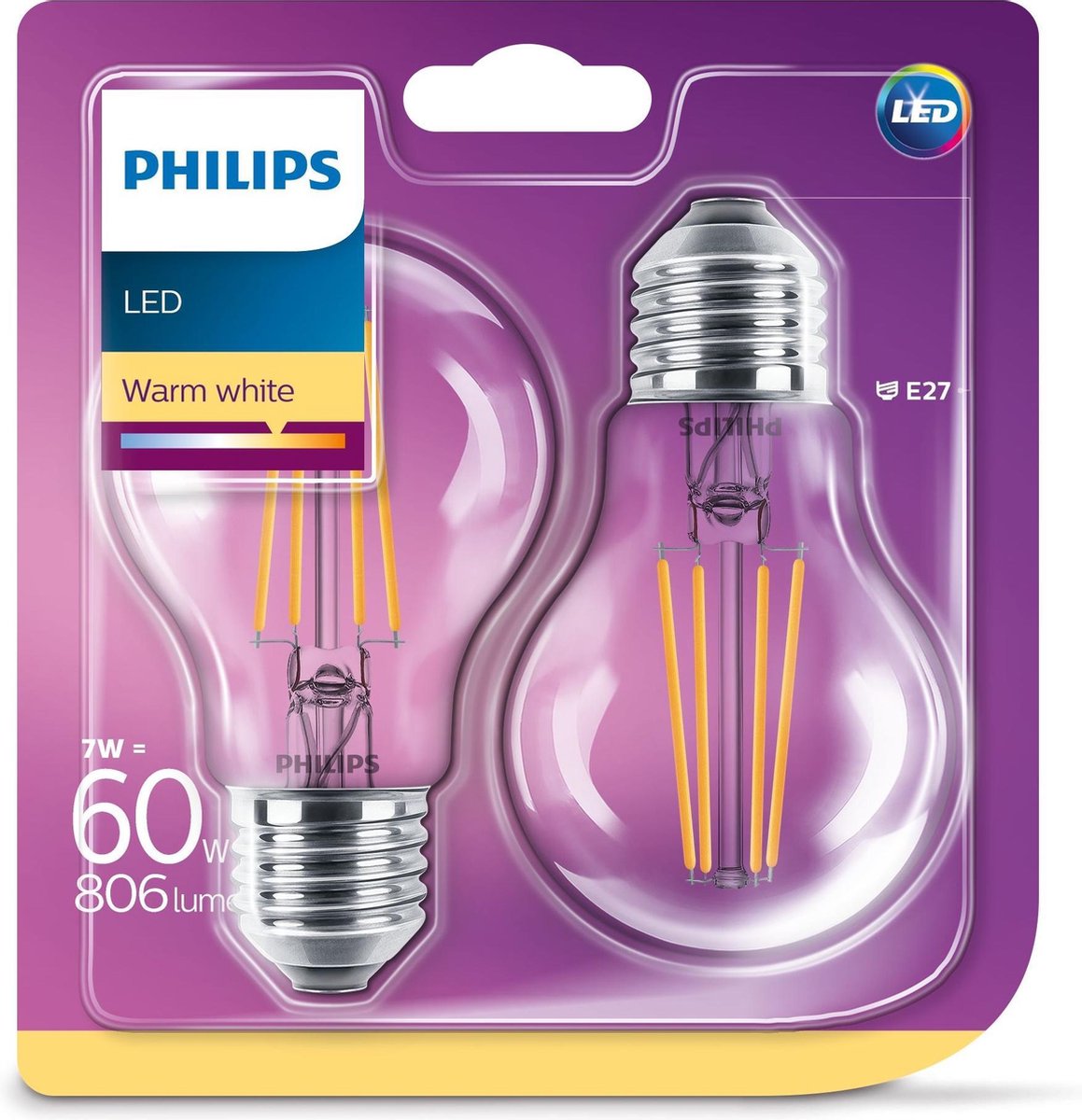opener bezig Kauwgom Philips LED-lampen Classic 7 W 806 lumen 2 st 929001387371 | bol.com