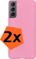 Samsung S21 Plus Hoesje Siliconen - Samsung Galaxy S21 Plus Hoesje Case - Samsung S21 Plus Cover Roze - 2x