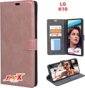 EmpX.nl K10 Rosegoud Boekhoesje | Portemonnee Book Case voor LG K10 Rosegoud | Flip Cover Hoesje | Met Multi Stand Functie | Kaarthouder Card Case K10 Rosegoud | Beschermhoes Sleeve | Met Pas