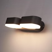 HOFTRONIC™ Dimbare LED Wandlamp Dayton Dubbel - Zwart -12 Watt - 3000K - Kantelbaar - IP54 spatwaterdicht - 3 jaar garantie