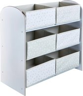 White Kids Bedroom Toy Storage Unit with 6 Bins (471GWH01EM)