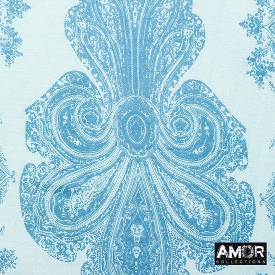 Sjaal blauw - zijde/katoen -Sjaal met bloemen print