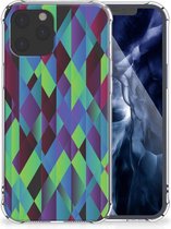 TPU Silicone Hoesje iPhone 12 Pro Max Telefoonhoesje  met doorzichtige rand Abstract Groen Blauw