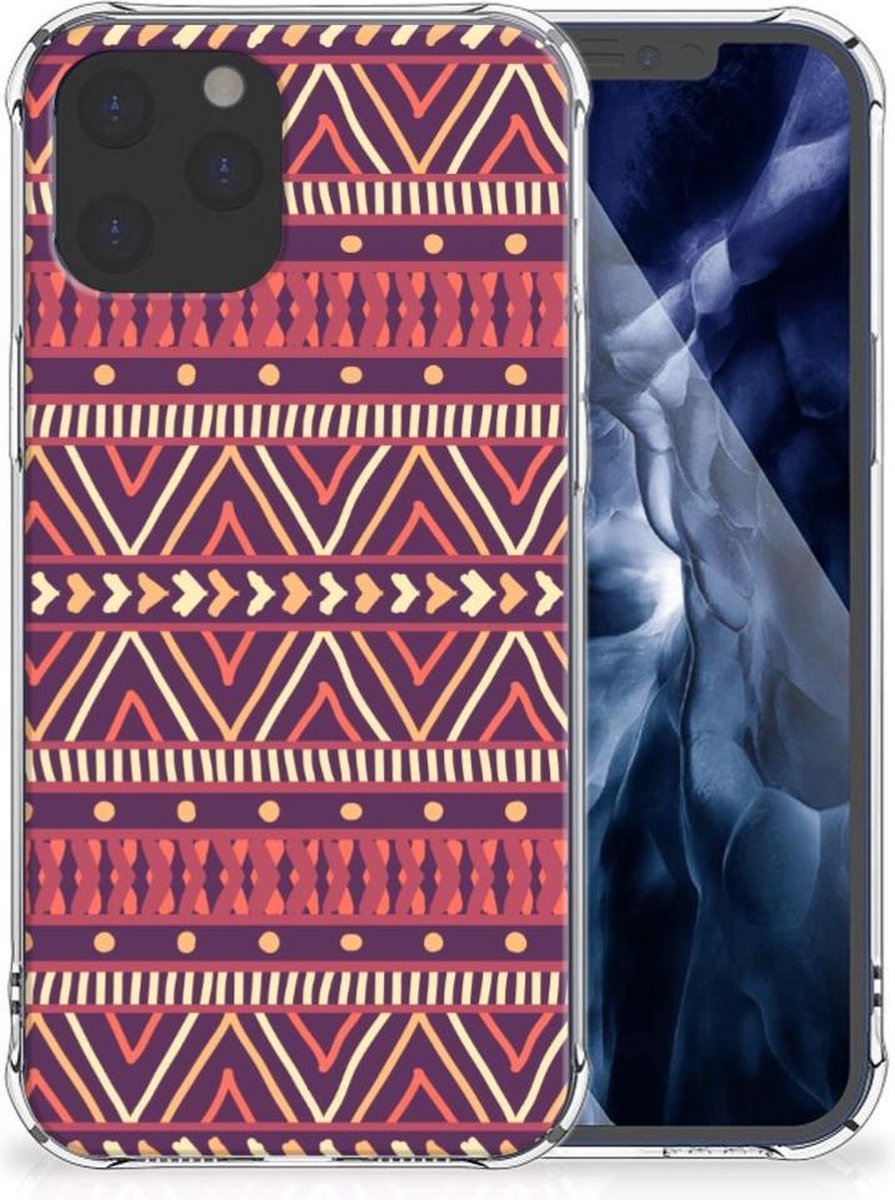 iPhone 12 Pro Max Doorzichtige Silicone Hoesje Aztec Paars