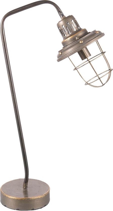 Clayre & Eef Bureaulamp 36*15*60 cm E14/max 1*40W Goudkleurig Ijzer Rond Tafellamp