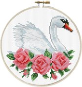 240.059 No Count Cross stitch Rose Swan 15x15cm