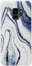 ADEL Siliconen Back Cover Softcase Hoesje Geschikt voor Samsung Galaxy S9 - Marmer Blauw Wit