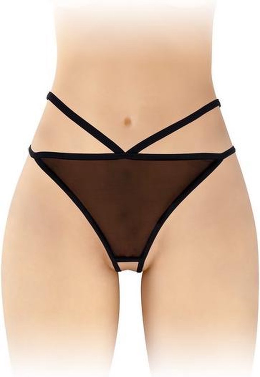 Fashion Secret Sylvie - Erotische Slip met Open Kruis - Zwart - One Size