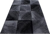 Modern laagpolig vloerkleed Plus - zwart 8003 - 80x300 cm