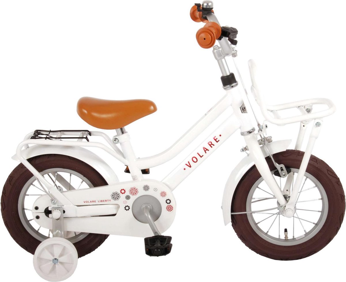Volare Liberty Kinderfiets - Meisjes - 12 inch - Wit - 95% afgemonteerd