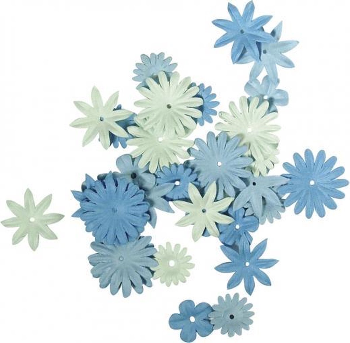 108x stuks Papieren knutsel bloemen blauw - Hobby en knutsel materialen