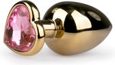 Bundle - Easytoys Anal Collection - Metalen buttplug met roze hartje - goudkleurig met glijmiddel