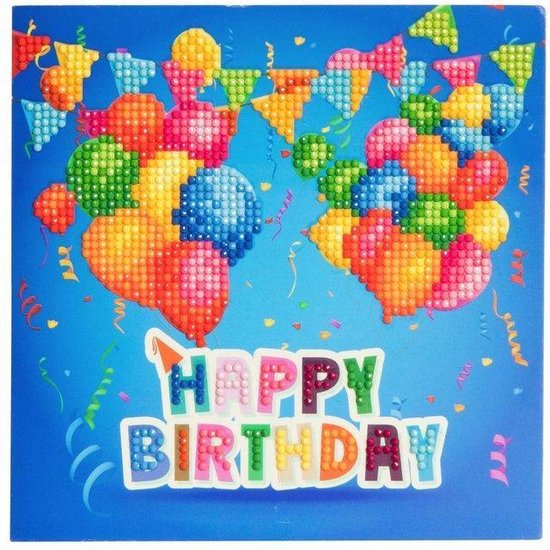Kit De Carte De Cristal De Peinture Au Diamant Joyeux Anniversaire 18x18 Cm Bol Com