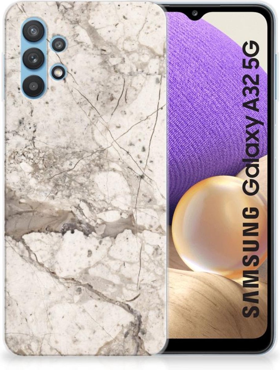 Samsung Galaxy A32 5G TPU Siliconen Hoesje Marmer Beige