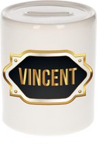 Vincent naam cadeau spaarpot met gouden embleem - kado verjaardag/ vaderdag/ pensioen/ geslaagd/ bedankt