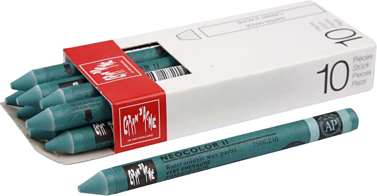 PacklinQ CARAN D ACHE Neocolor II L: 10 cm emerald green (210) 10stuk 1 doos