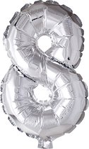 Folieballon , 8, H: 41 cm, zilver, 1 stuk