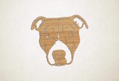 Wanddecoratie - Hond - Pitbull 3 - XS - 25x28cm - Eiken - muurdecoratie - Line Art
