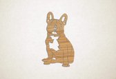 Wanddecoratie - Hond - Franse bulldog 4 - XS - 29x17cm - Eiken - muurdecoratie - Line Art