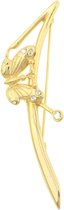Behave® Broche lang design met vlinder goud kleur 8 cm