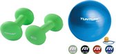 Tunturi - Fitness Set - Neopreen Dumbbellset 2 x 4 kg  - Gymball Blauw 90 cm