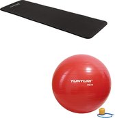 Tunturi - Fitness Set - Fitnessmat 180 x 60 x 1,5 cm - Gymball Rood 90 cm