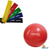 Tunturi - Fitness Set - Weerstandsbanden 5 stuks - Gymball Rood 90 cm