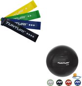 Tunturi - Fitness Set - Weerstandsbanden 4 stuks - Gymball Zwart 65 cm