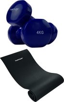 Tunturi - Fitness Set - Vinyl Dumbbell 2 x 4 kg  - Fitnessmat 160 x 60 x 0,7 cm