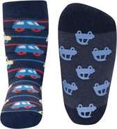 Ewers antislip sokken auto donker blauw rood geel gestreept - maat 18/19