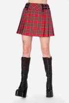 Banned Korte rok -XL- PUNK TARTAN Rood