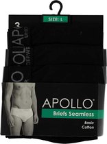 Apollo Ondergoed Seamless Heren Katoen Zwart 3 Stuks Maat M